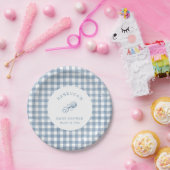 クラシックブルーギンガムボーイベビーシャワー ペーパープレート (パーティー)