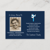 クラシックブルークロス鳩フォト葬儀カード 名刺 (正面)