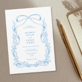 クラシックブルーコエレガントケットフローラボウ 招待状