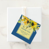 クラシックブルーサンフラワー結婚式の引き出物ラベル フェイバータグ (インサイチュ)