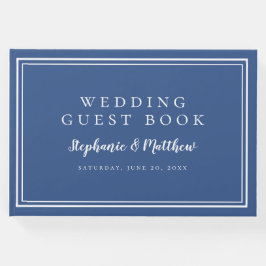 クラシックブルーシックシンプルミニマル結婚リスト ゲストブック