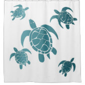 クラシックブルーシーウミガメ白海岸 シャワーカーテン (正面)