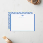 クラシックブルーシーシパーソナライズされたェル5x3"文房具 ノートカード (正面/裏面インサイチュ)