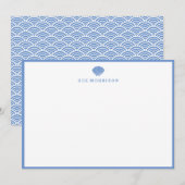 クラシックブルーシーセルパーソナライズされた5x7文房具 ノートカード (正面/裏面)