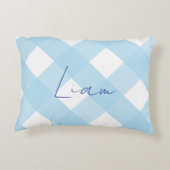 クラシックブルージエレガントンガムボーイ子供部屋 アクセントクッション (裏面)