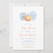 クラシックブルージンジャージャースパンプキンベビーシャワーパーティー 招待状 (正面)