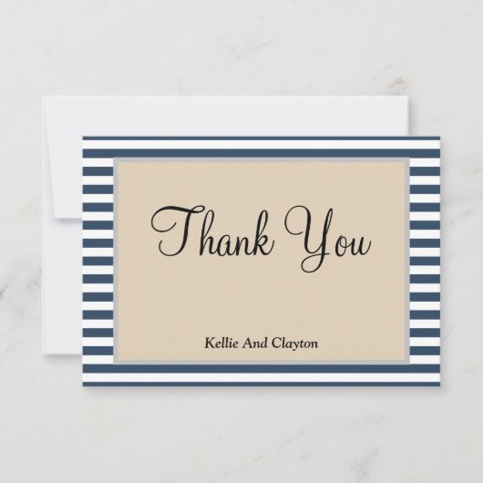 クラシックブルーストライプサンキューカード (正面)
