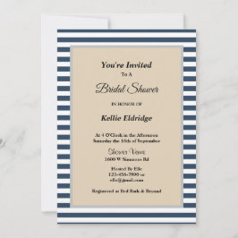 クラシックブルーストライプブライダルシャワー 招待状