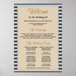 クラシックブルーストライプ結婚式 プログラム ポスター
