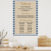 クラシックブルーストライプ結婚式 プログラム ポスター (キッチン)