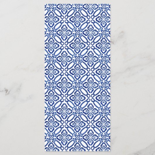 クラシックブルータイルシトラスオレンジウェディングシャワー メニュー (裏面)