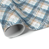 クラシックブルータ伝統的ウペベージュホワイトプレイド ラッピングペーパー (ロールコーナー)