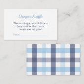 クラシックブルーチェック赤ちゃんシャワーおむつラッフル エンクロージャーカード (正面/裏面)