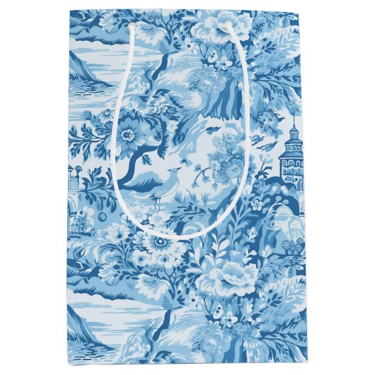 クラシックブルートイルランドスケープ ミディアムペーパーバッグ (正面)