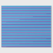 クラシックブルーパープルパジャマストライプ ラッピングペーパー (フラット)