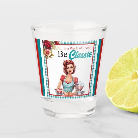 クラシックブルーピンアップバチェロレッテパーティー ショットグラス (正面)