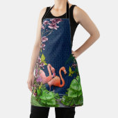 クラシックブルーピンクフラミンゴスグリーン葉 エプロン (インサイチュ)