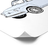 クラシックブルーフィアット500鉛筆スタイル描写ズ ポスター (角)