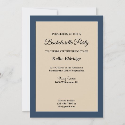 クラシックブルーフレームバチェロレッテ招待状 招待状 (正面)