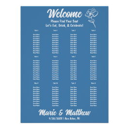 クラシックブルーフローラ結婚の座席表 ポスター