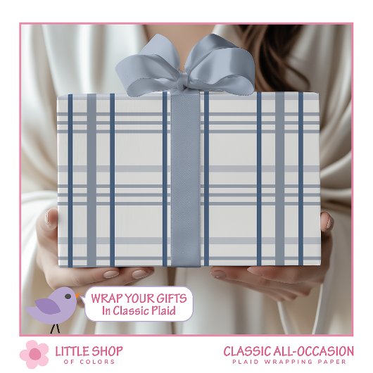 クラシックブループレイド ラッピングペーパー