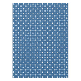 クラシックブルーホワイトスノーフレークスクリスマスツリー テーブルクロス