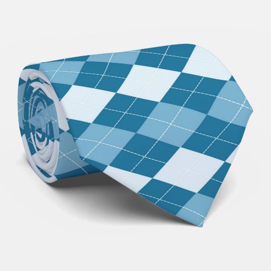 クラシックブルーホワイトダイヤアーガイルモンドタータンチェック ネクタイ (ロール)