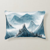 クラシックブルーホワイトチャイノアイズリー絵画ランドスケープ アクセントクッション (正面)