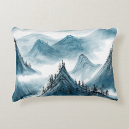 クラシックブルーホワイトチャイノアイズリー絵画ランドスケープ アクセントクッション