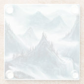 クラシックブルーホワイトチャイノアイズリー絵画ランドスケープ ガラスコースター (裏面)