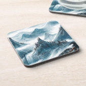 クラシックブルーホワイトチャイノアイズリー絵画ランドスケープ コースター (左側)