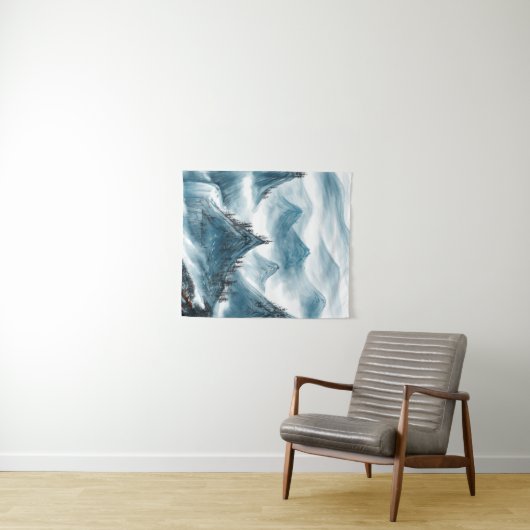 クラシックブルーホワイトチャイノアイズリー絵画ランドスケープ タペストリー (インサイチュ(横))