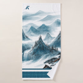 クラシックブルーホワイトチャイノアイセリー絵画山脈 バスタオルセット