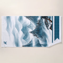 クラシックブルーホワイトチャイノアイセリー絵画山脈 ビーチタオル