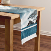クラシックブルーホワイトチャイノアイセリー絵画山脈 ロングテーブルランナー (インサイチュ)