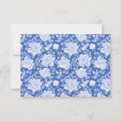 クラシックブルーホワイトチャイノエリーウェディングRSVP カード (裏面)