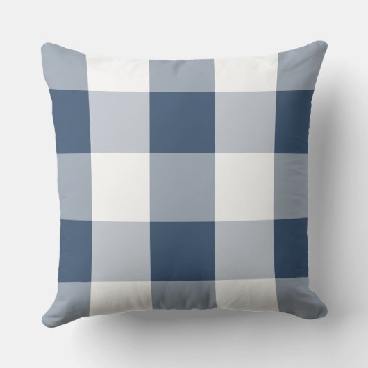 クラシックブルーホワイトバッファローチェッククリスマス クッション (裏面)