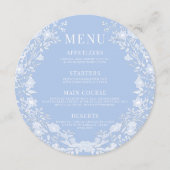 クラシックブルーホワイトフローラの結婚ラウンドフラットメニュー メニュー (正面)