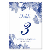 クラシックブルーホワイトフローラチノワセ結婚リー テーブルナンバー (正面)