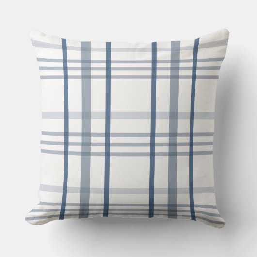 クラシックブルーホワイトプレイドクリスマス クッション (正面)