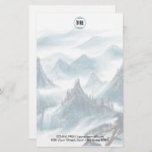 クラシックブルーホワイトマウンテンビューレターヘッド 便箋 (正面/裏面)