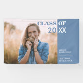 クラシックブルーホワイト卒業写真パーティー標識 横断幕 (横)