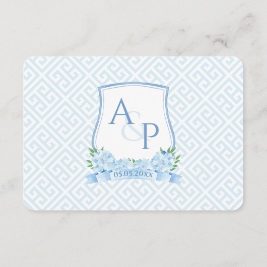 クラシックブルーホワ結婚イトの定食RSVP エンクロージャーカード (裏面)