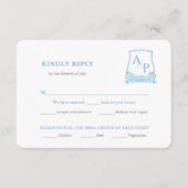 クラシックブルーホワ結婚イトの定食RSVP エンクロージャーカード (正面)