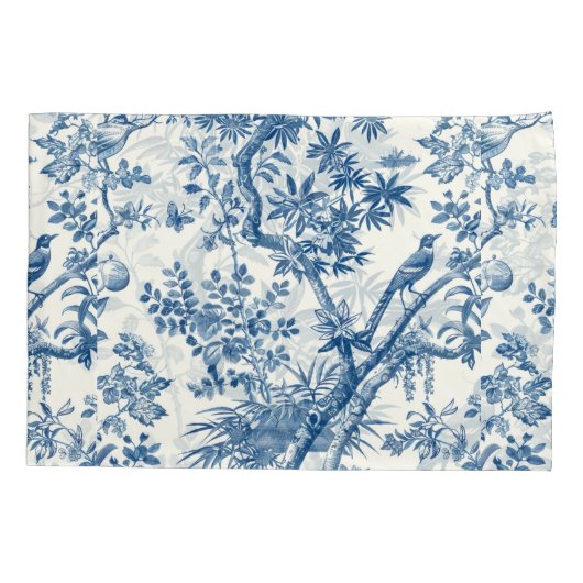 クラシックブルーボタニカルエレガンス 枕カバー (裏面-左)