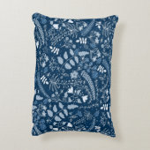 クラシックブルーボホフラワーズ |ゴージャス アクセントクッション (裏面(縦))