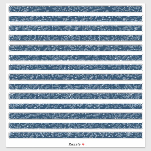 クラシックブルーボホフラワーズ 細いボーダー シール (シート)