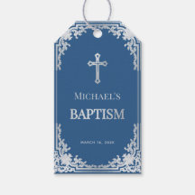 クラシックブルーボーイバプテスマヴィンテージエレガントメッセージカード