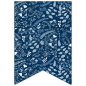 クラシックブルーボーホフローラルパターン |美しい バンティングフラッグ (第1の旗)