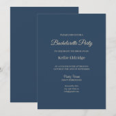 クラシックブルーミニマモダンリストバチェロレッテ 招待状 (正面/裏面)